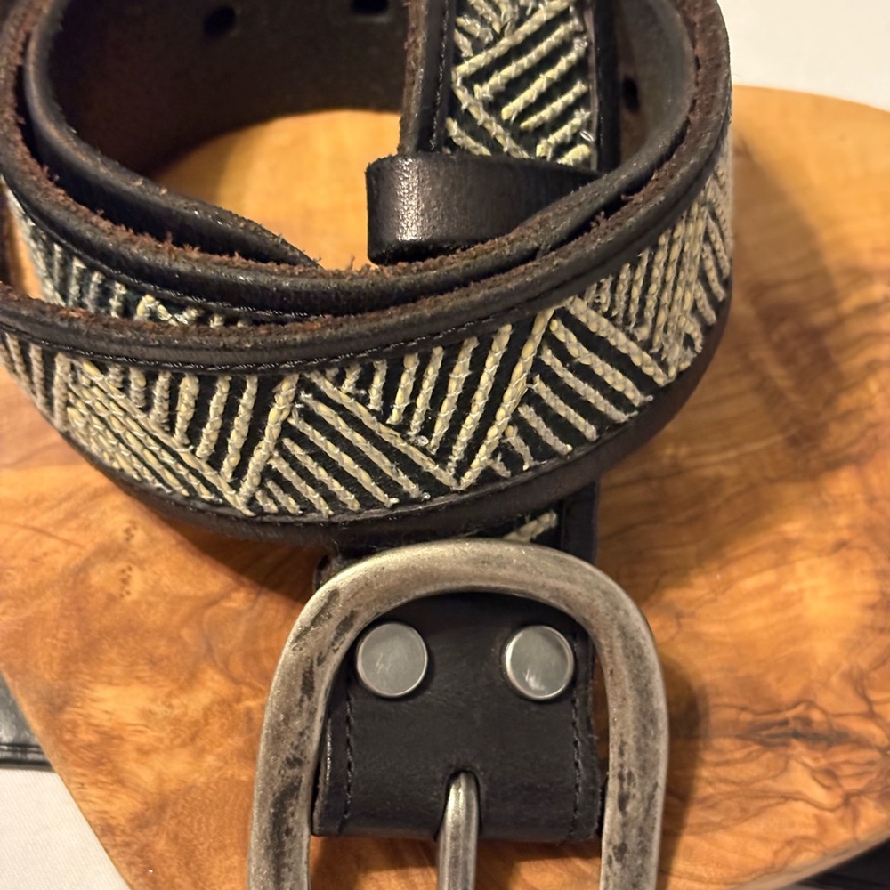Lucky Brand leather Black and White Geometric Belt